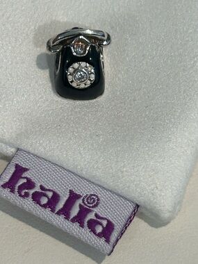 Halia “Telephone” Charm - Black Enamel/Sterling Silver